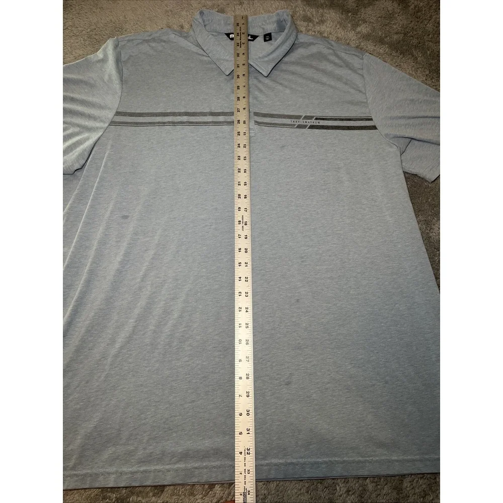 Travis Matthew Men's SZ 3XL Short Sleeve Gold Polo Baby Blue W Grey Stripe Shirt